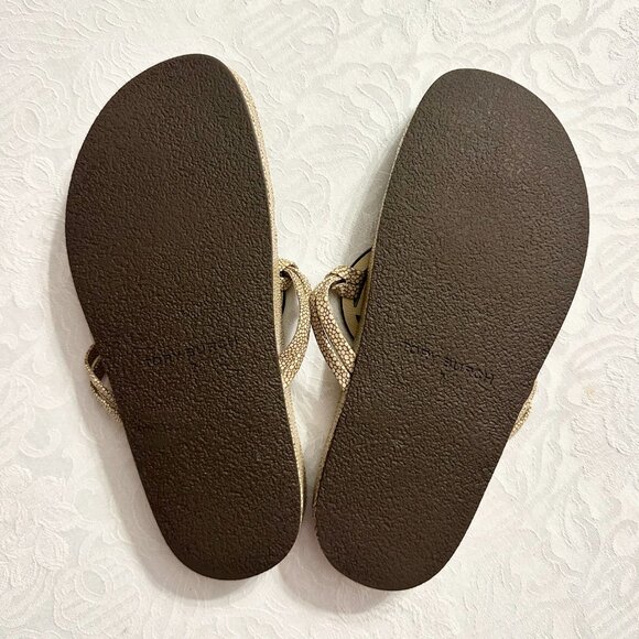 Tory Burch Miller Cloud leather sandals in sand gold stingray pattern, size 7 - Picture 4 of 4